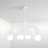 Load image into Gallery viewer, Modern Iron Chandelier with White Glass Shade