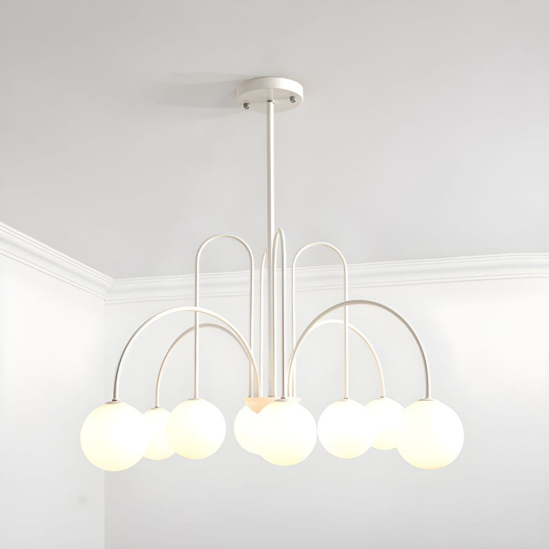 Modern Iron Chandelier with White Glass Shade
