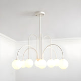 Load image into Gallery viewer, Modern Iron Chandelier with White Glass Shade