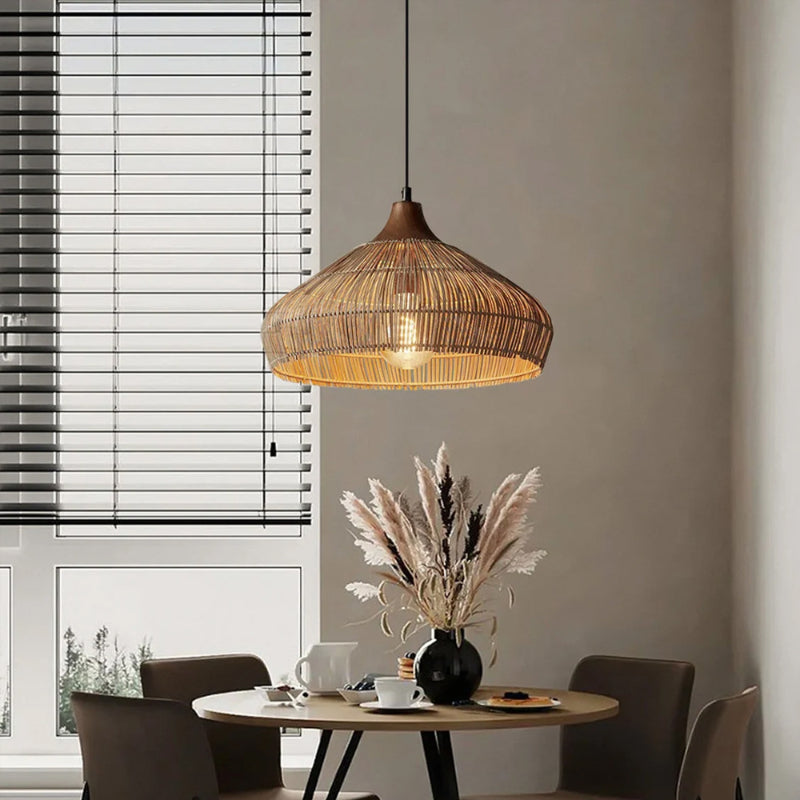 Wabi-sabi Retro Rattan Pendant Wicker Light Fixture