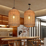 Load image into Gallery viewer, Oversize Rattan Pendant Light Kitchen Island Woven Cage Lampshade