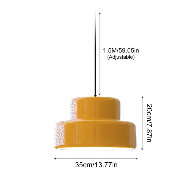 Modern Style Cylindrical Shade Metal Hanging Light in Orange