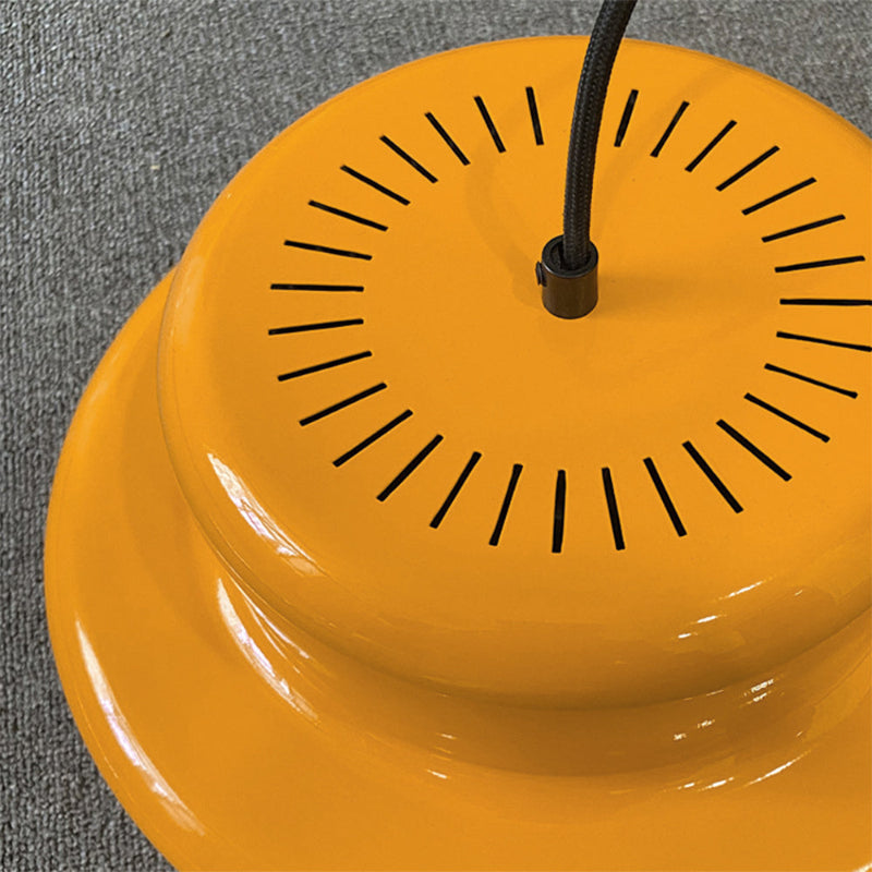 Modern Style Cylindrical Shade Metal Hanging Light in Orange