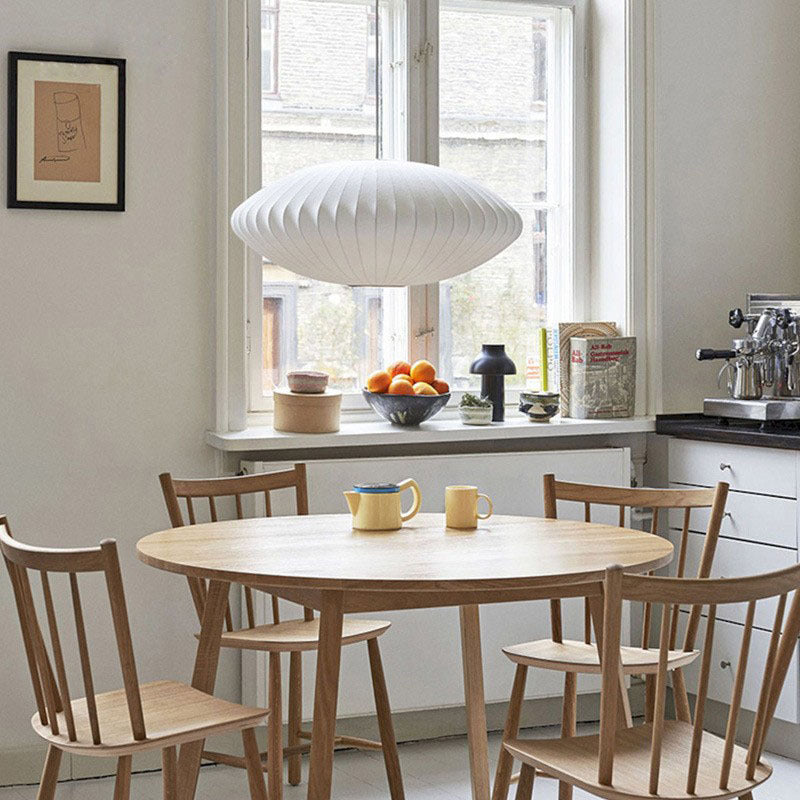 Silk Fabric Oval Nelson Bubble Pendant Lamp