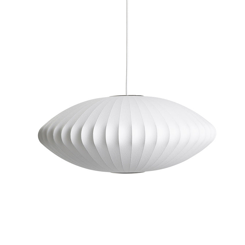 Silk Fabric Oval Nelson Bubble Pendant Lamp