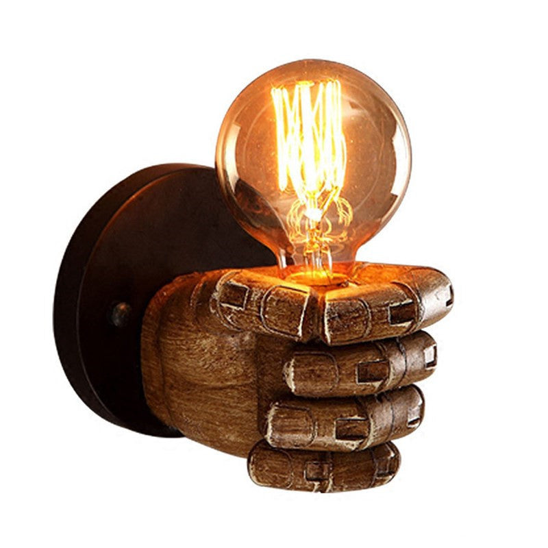Industrial Retro Fist Wall Lamp Resin Lighting Fixture for Indoor Wall Decor