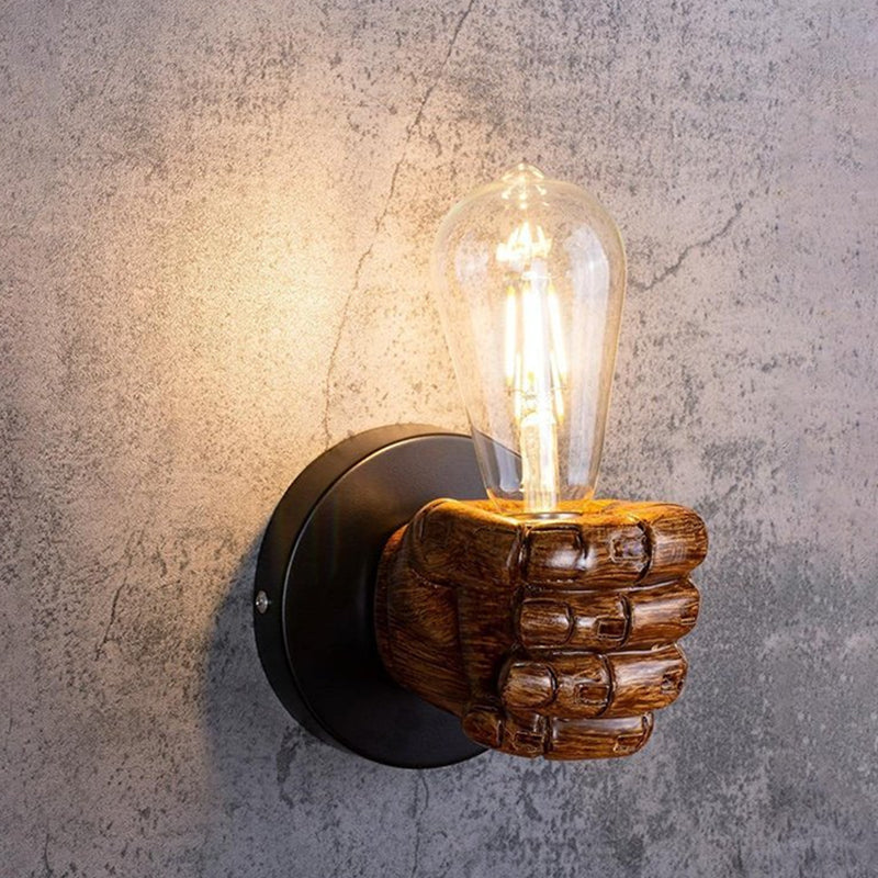 Industrial Retro Fist Wall Lamp Resin Lighting Fixture for Indoor Wall Decor