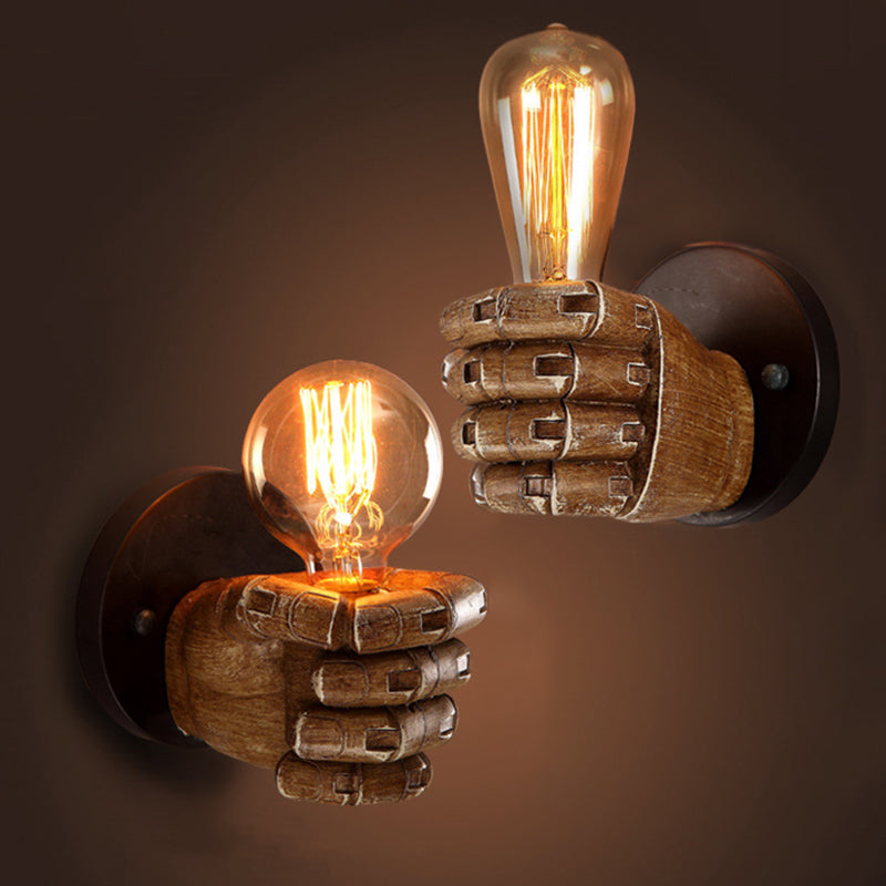 Industrial Retro Fist Wall Lamp Resin Lighting Fixture for Indoor Wall Decor