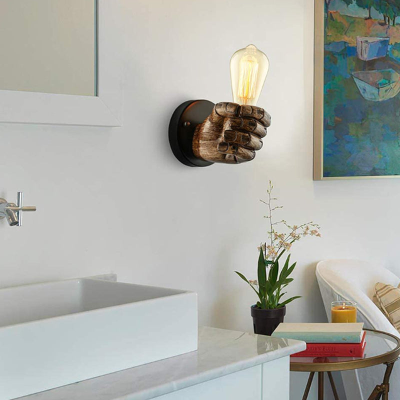 Industrial Retro Fist Wall Lamp Resin Lighting Fixture for Indoor Wall Decor