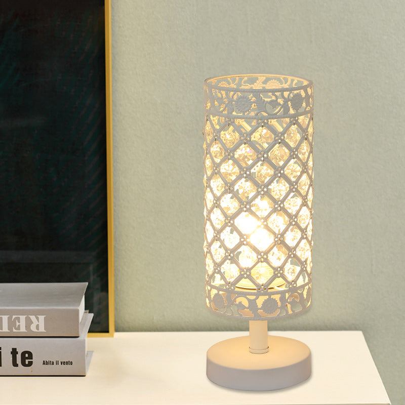 Crystal Table Lamps Silver Bedside Nightstand Lamp Desk Lamp for Living Room