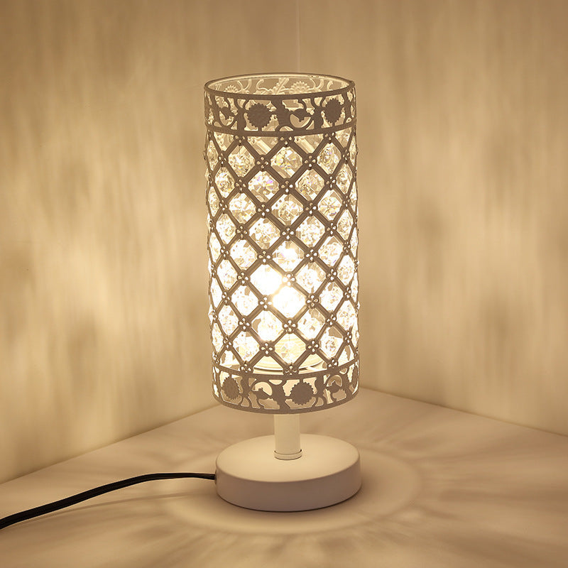 Crystal Table Lamps Silver Bedside Nightstand Lamp Desk Lamp for Living Room