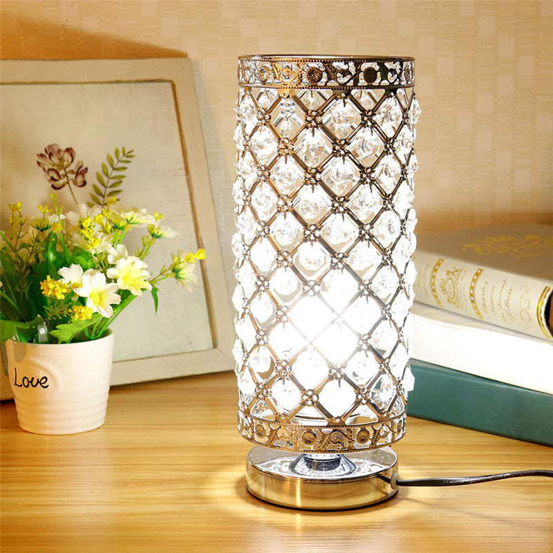 Crystal Table Lamps Silver Bedside Nightstand Lamp Desk Lamp for Living Room