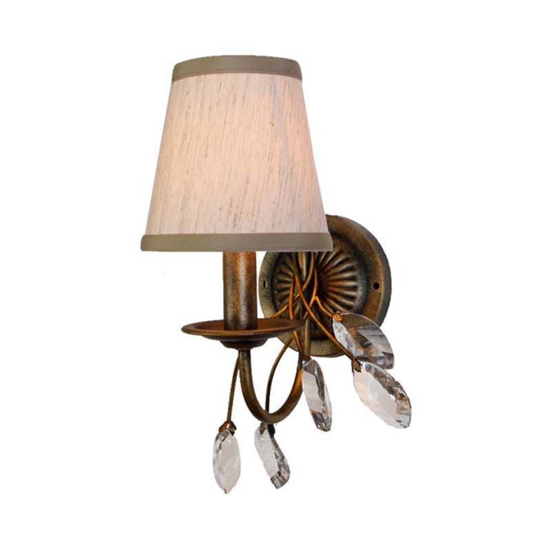 Tapered Bathroom Vanity Light Fixture Vintage Fabric 3 Lights Brown Wall Mount Light
