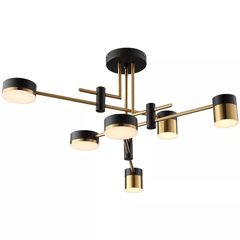 Industrial Nordic Style 4/6/8 Heads Hanging Ceiling Light Gold Black Metal Iron Chandelier For Home Living Room Decoration