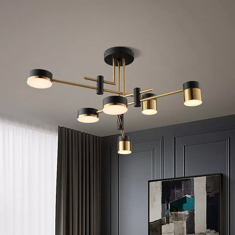 Industrial Nordic Style 4/6/8 Heads Hanging Ceiling Light Gold Black Metal Iron Chandelier For Home Living Room Decoration