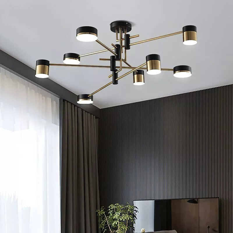 Industrial Nordic Style 4/6/8 Heads Hanging Ceiling Light Gold Black Metal Iron Chandelier For Home Living Room Decoration