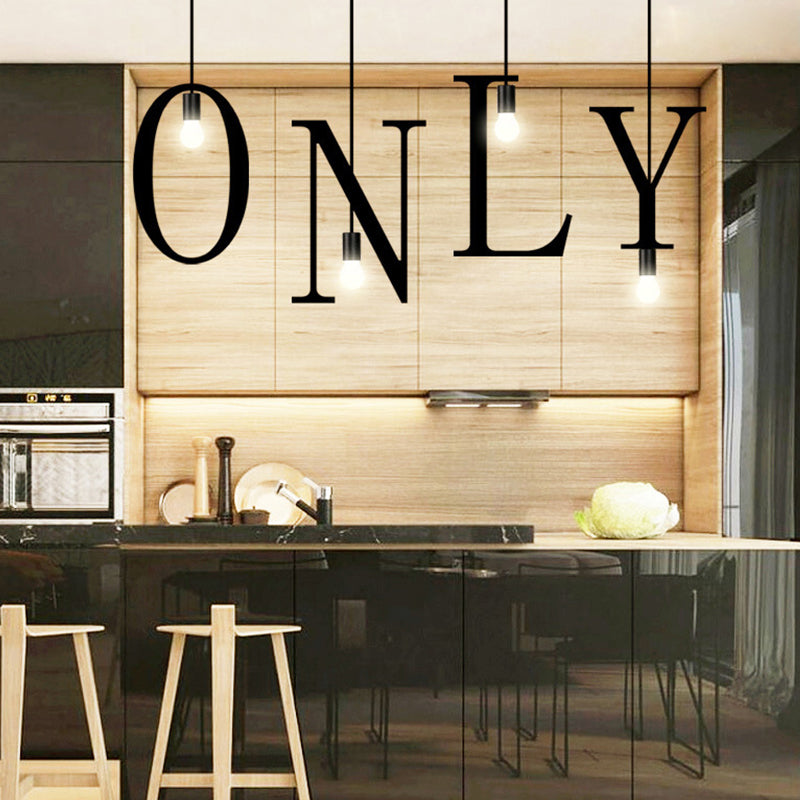 Loft Style English Letters DIY Portfolio Iron Droplight Industrial Vintage LED Pendant Light Fixtures Hanging Lamp Lighting