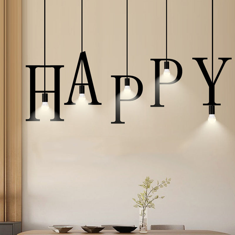 Loft Style English Letters DIY Portfolio Iron Droplight Industrial Vintage LED Pendant Light Fixtures Hanging Lamp Lighting