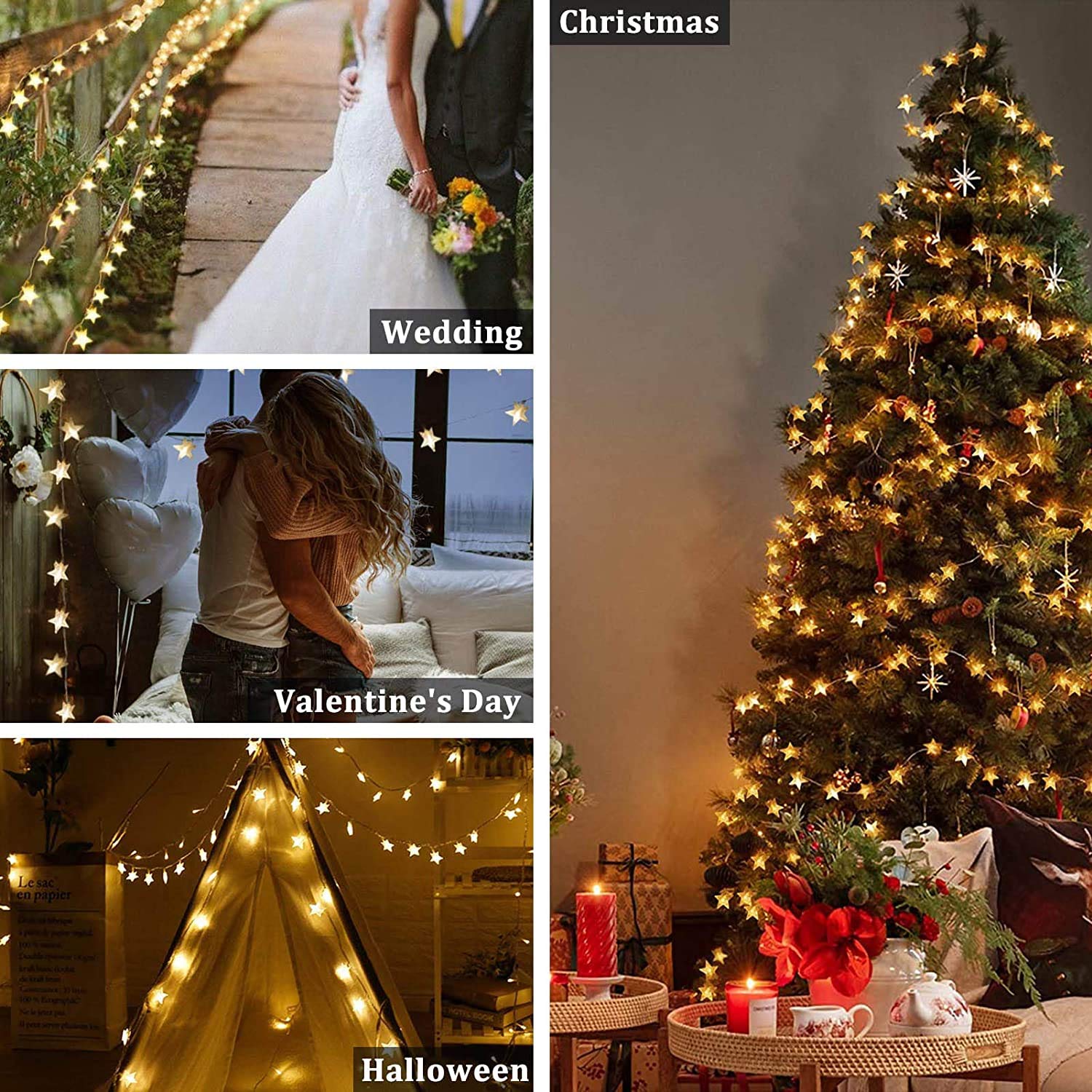 Star String Lights 100 LED Christmas Lights Twinkle Fairy Lamps