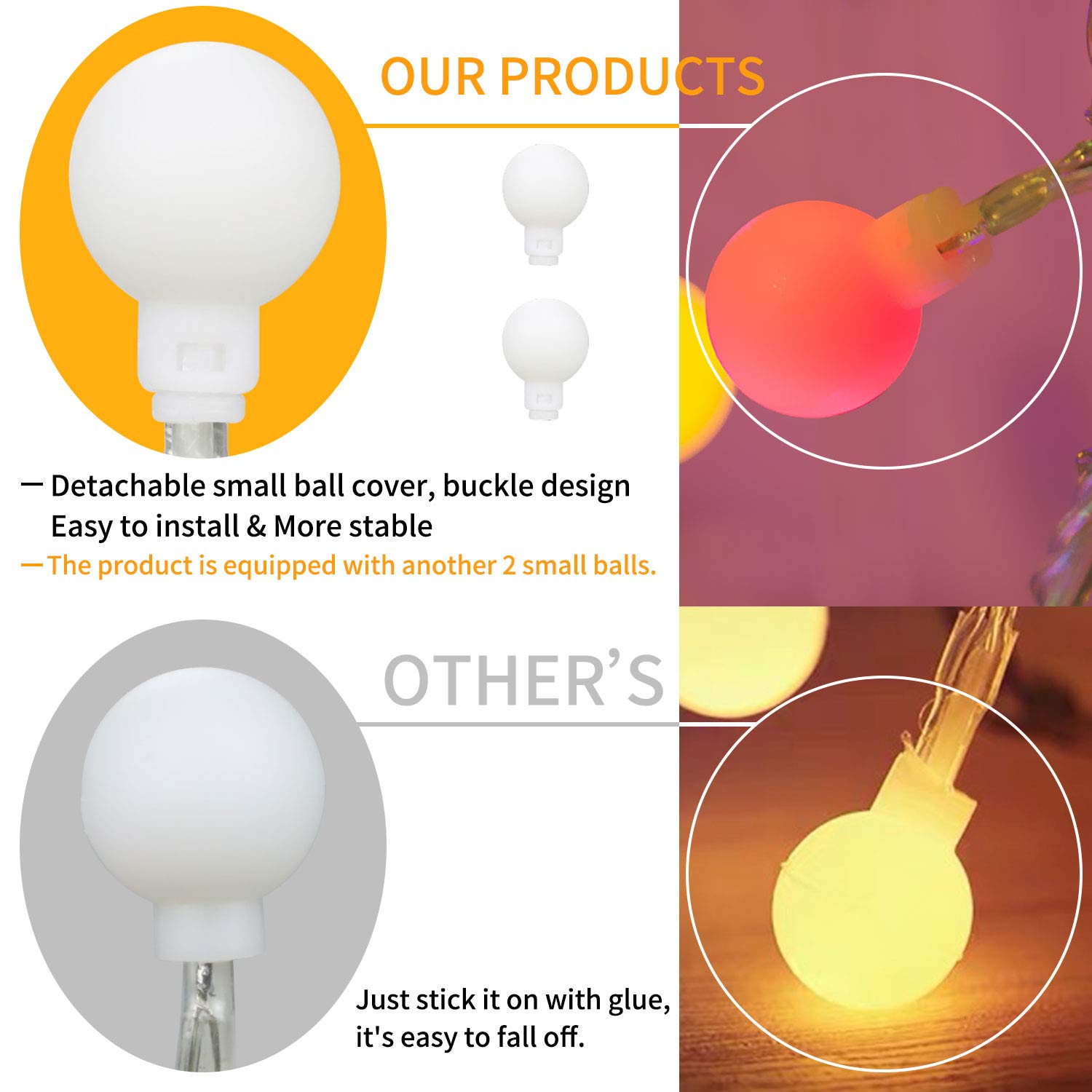 Globe String Lights 80 Led Indoor & Outdoor 8 Modes Fairy Lights Plug in