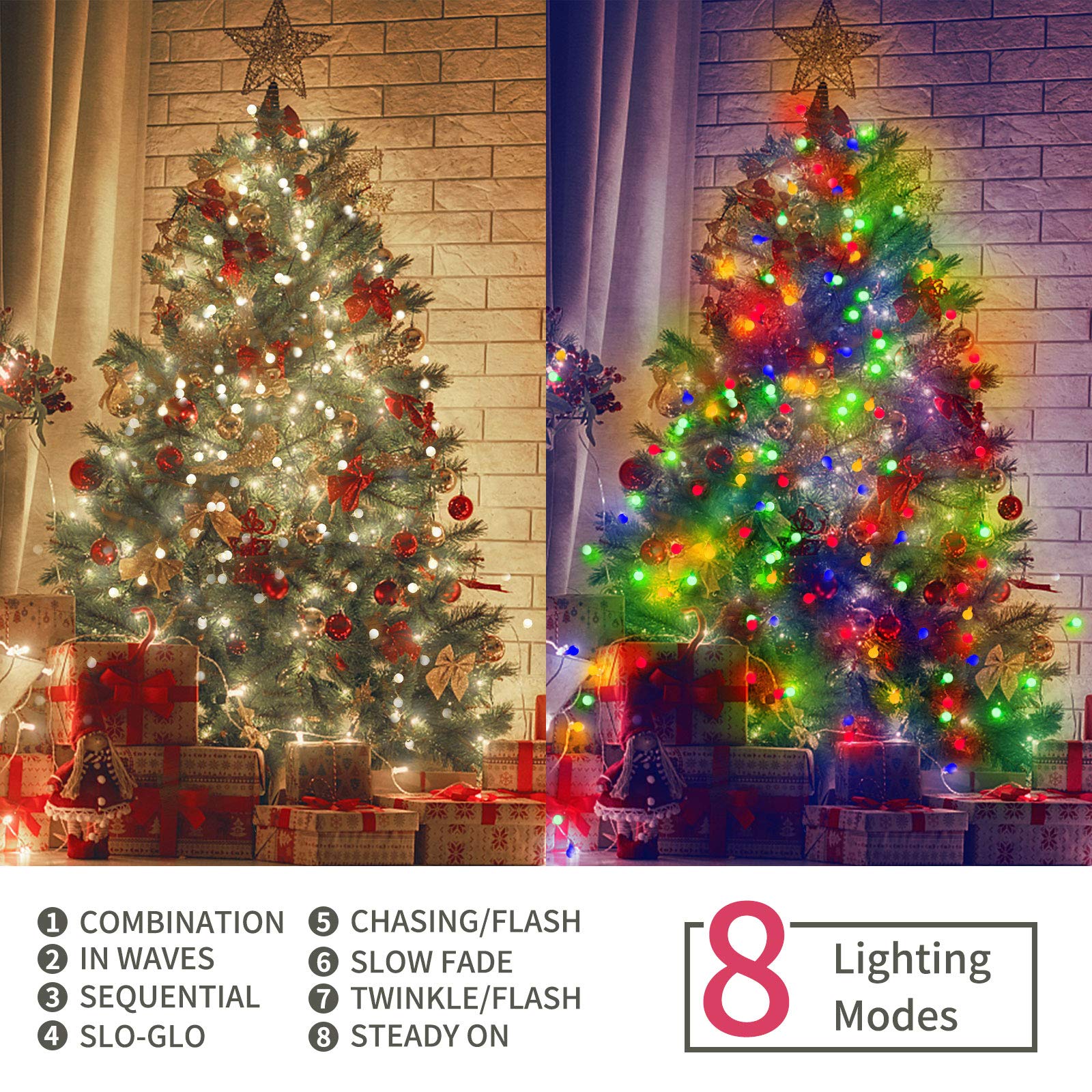 Globe String Lights 80 Led Indoor & Outdoor 8 Modes Fairy Lights Plug in