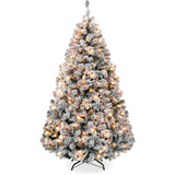 Load image into Gallery viewer, Pre-Lit Snow Flocked Artificial Christmas with Clear/White Lights