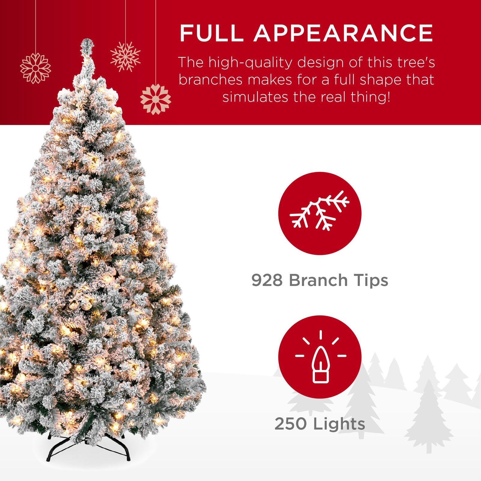 Pre-Lit Snow Flocked Artificial Christmas with Clear/White Lights