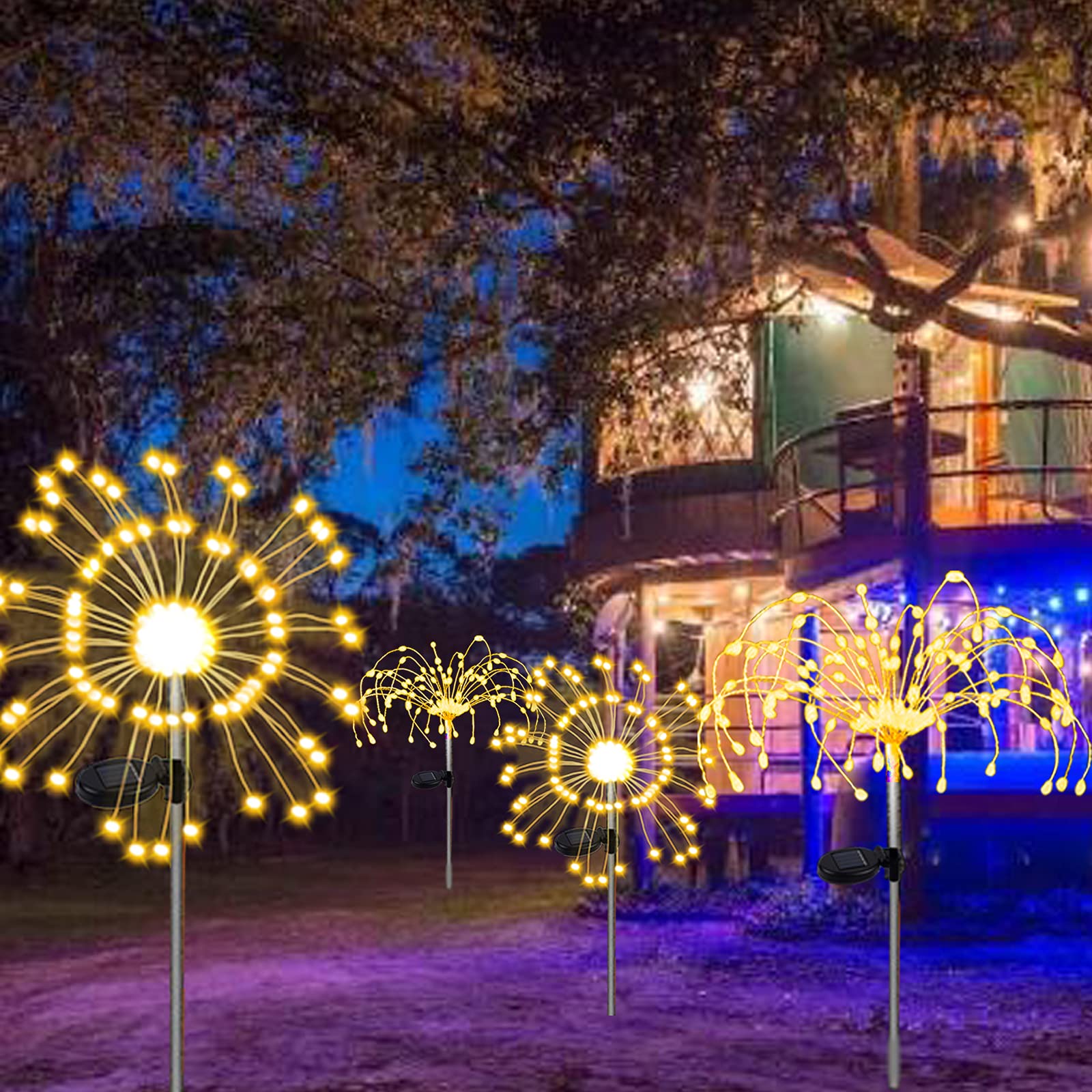 2 Modes 150 LED Solar Powered Firework Light Waterproof DIY Outdoor Decoration