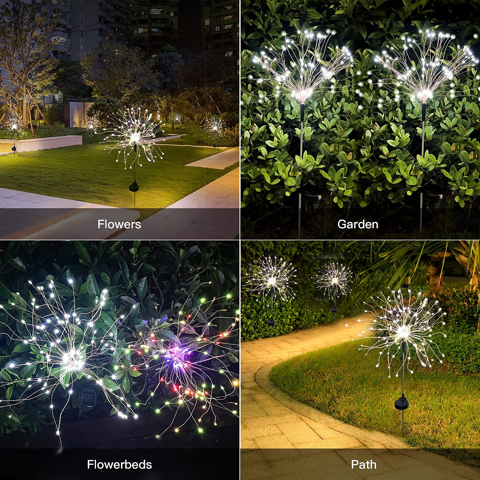2 Modes 150 LED Solar Powered Firework Light Waterproof DIY Outdoor Decoration
