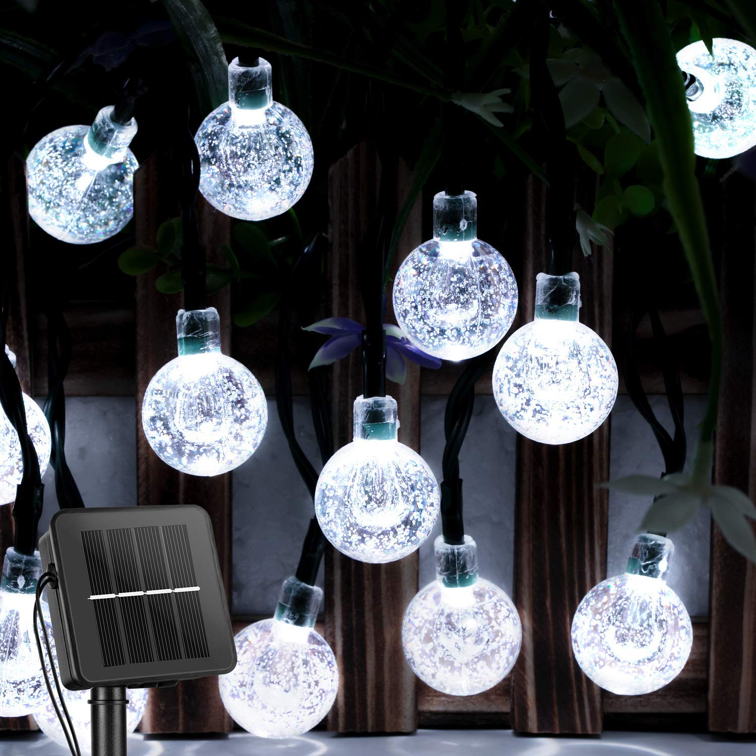 Brightown Solar String Lights Outdoor Crystal Globe Lights with 8 Lighting Modes