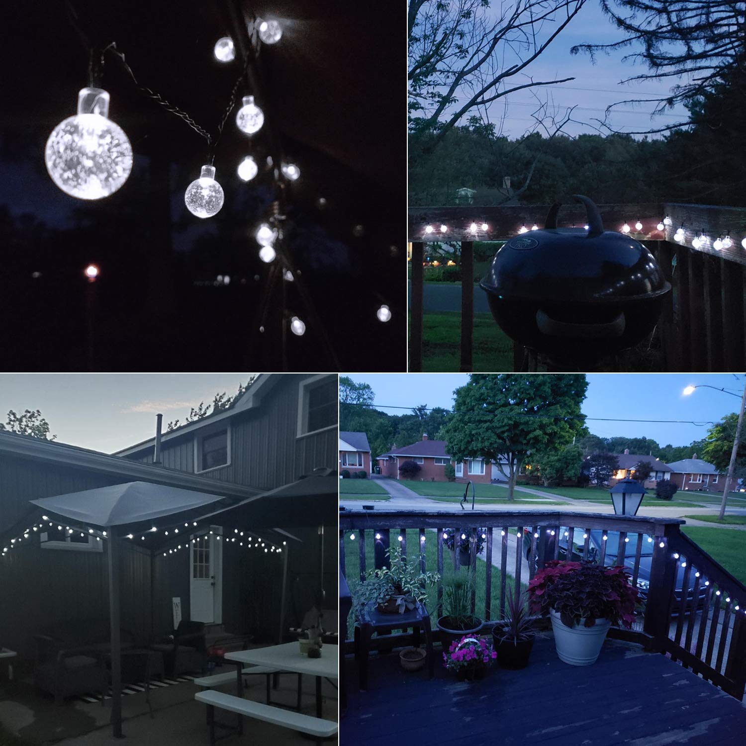 Brightown Solar String Lights Outdoor Crystal Globe Lights with 8 Lighting Modes