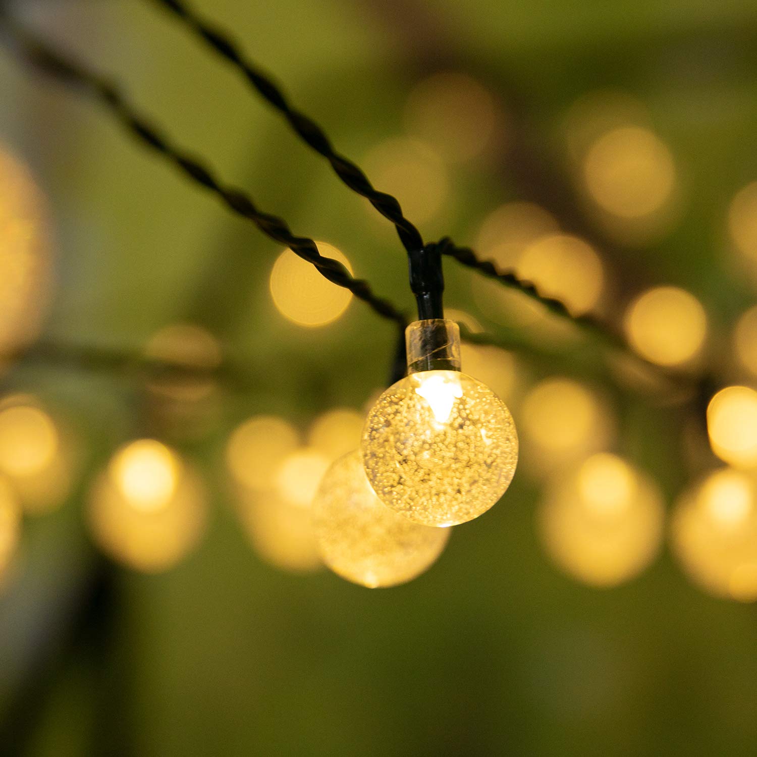 Brightown Solar String Lights Outdoor Crystal Globe Lights with 8 Lighting Modes