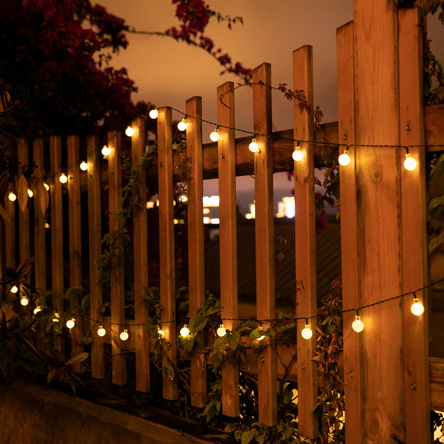 Brightown Solar String Lights Outdoor Crystal Globe Lights with 8 Lighting Modes