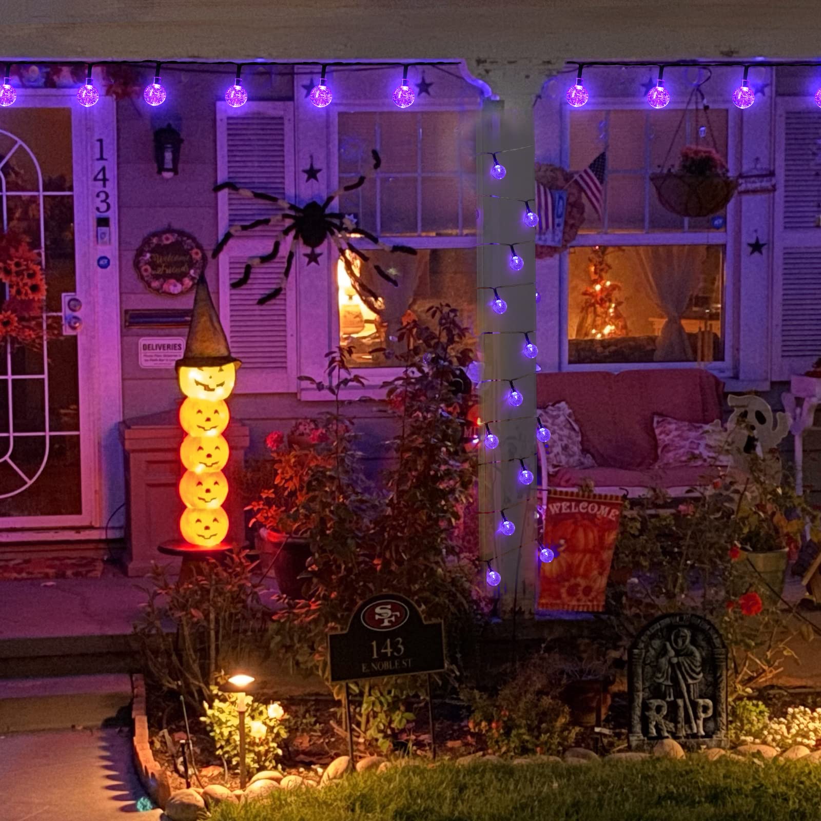 Brightown Solar String Lights Outdoor Crystal Globe Lights with 8 Lighting Modes