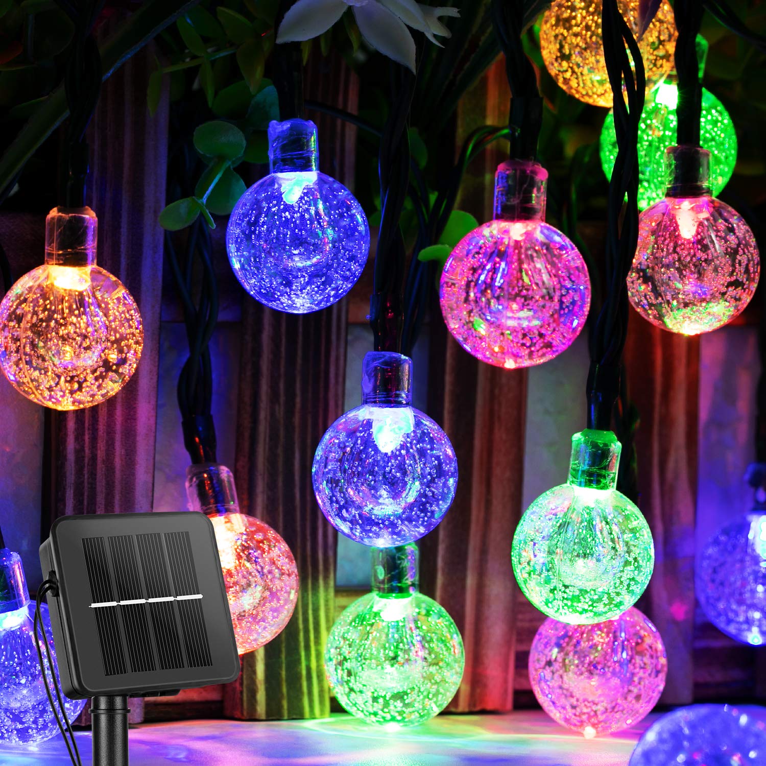 Brightown Solar String Lights Outdoor Crystal Globe Lights with 8 Lighting Modes
