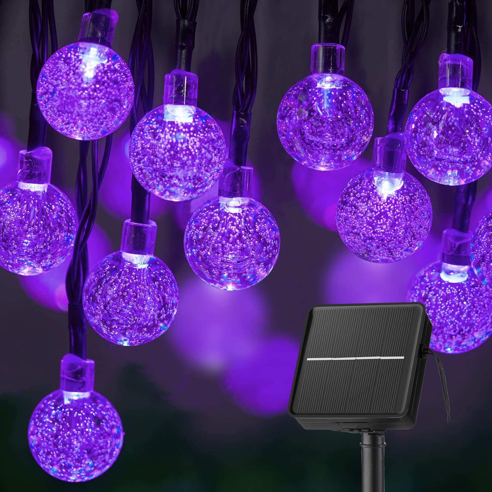 Brightown Solar String Lights Outdoor Crystal Globe Lights with 8 Lighting Modes