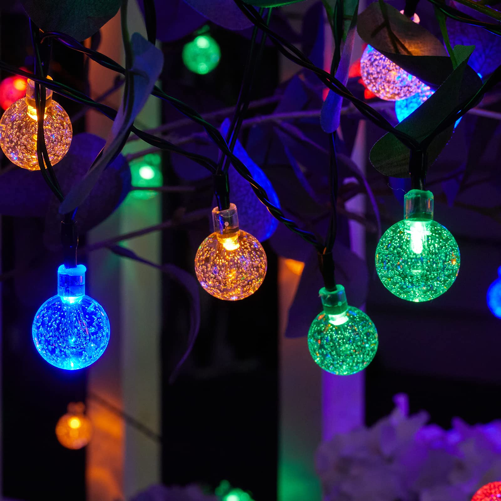 Brightown Solar String Lights Outdoor Crystal Globe Lights with 8 Lighting Modes