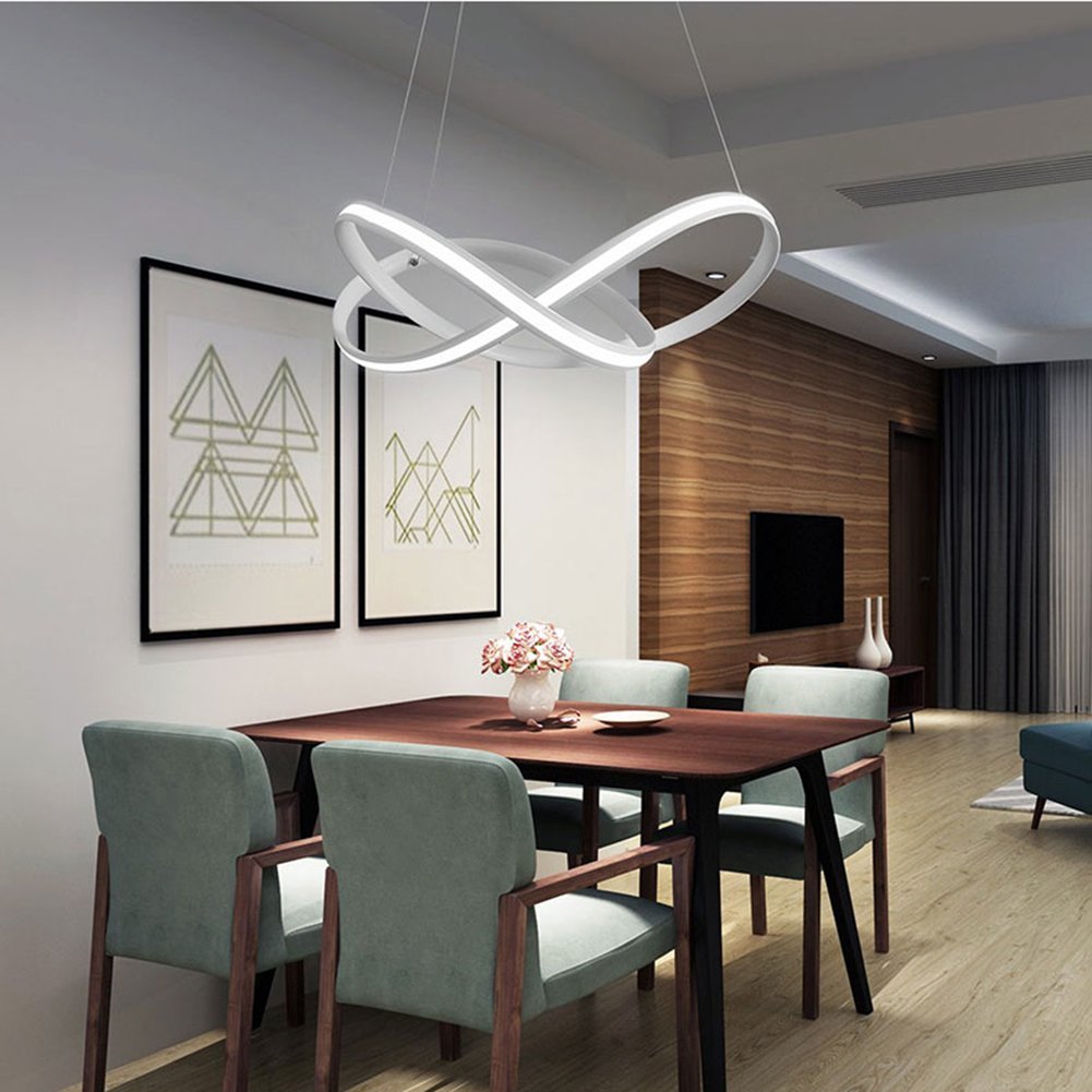 Modern Minimalist Dimmable Acrylic White Chandelier for Bedroom Living Room