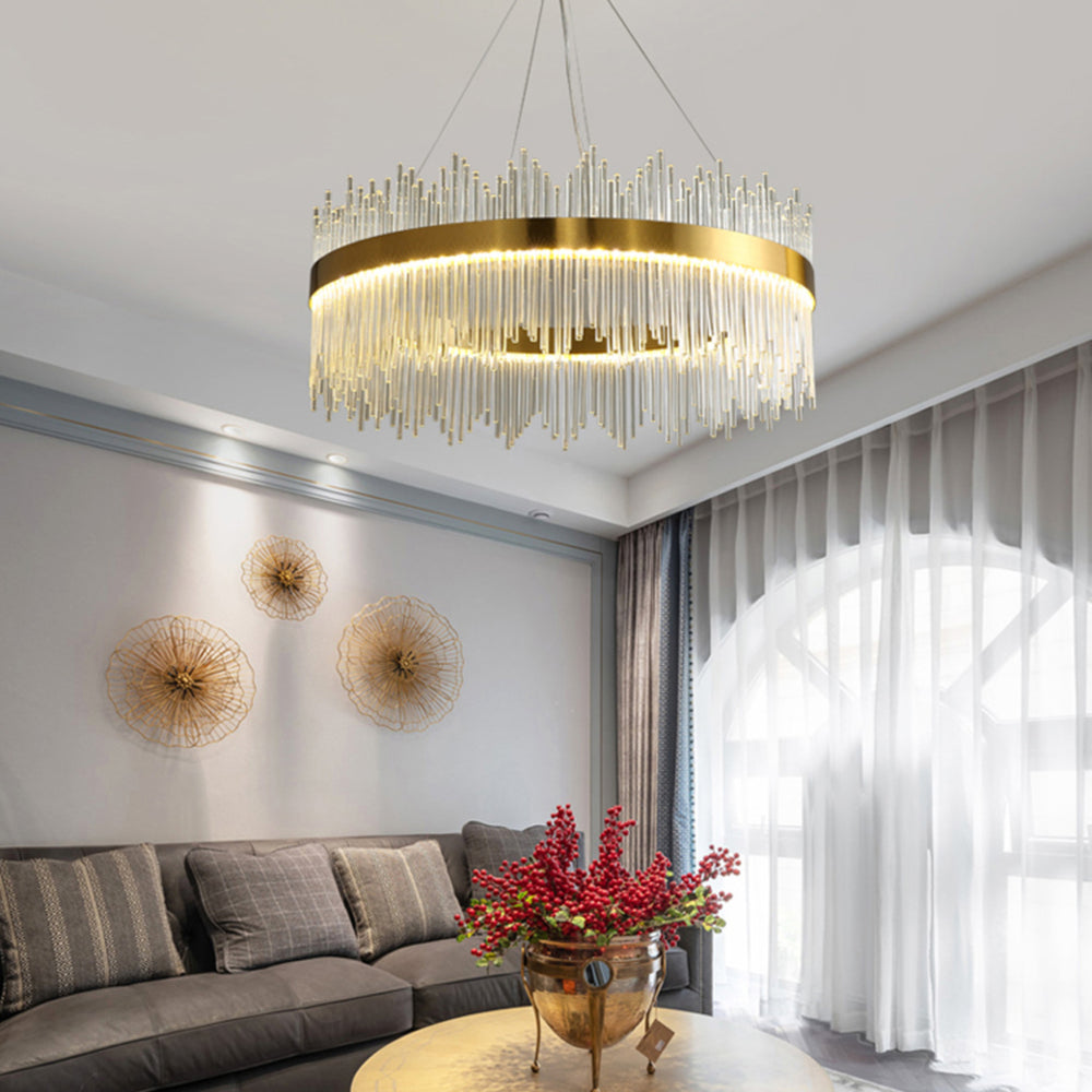 Modern Minimalist Round Lamp Luxury Crystal Chandelier Decorative Hanging Light