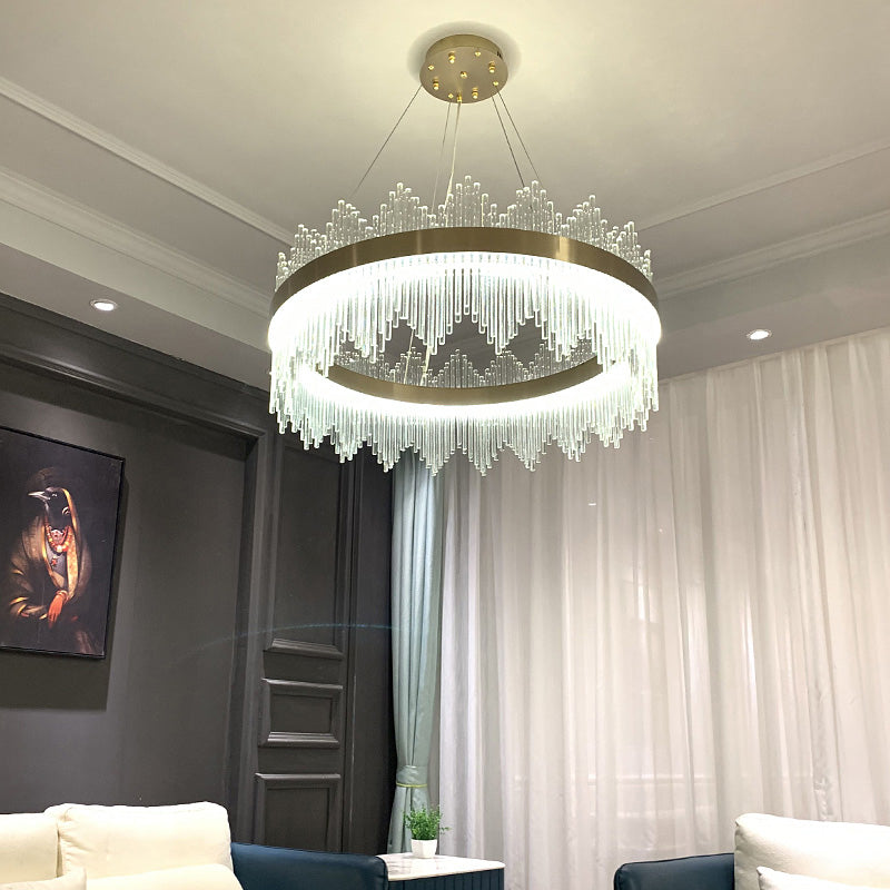 Modern Minimalist Round Lamp Luxury Crystal Chandelier Decorative Hanging Light