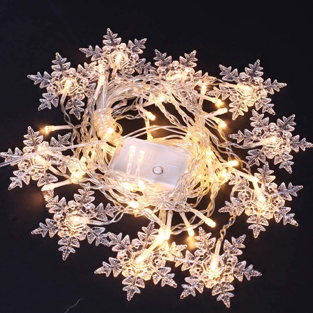 LED Snowflake Curtain String Lights Plug-in Curtain Lights with 8 Modes Decoration