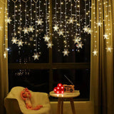 Load image into Gallery viewer, LED Snowflake Curtain String Lights Plug-in Curtain Lights with 8 Modes Decoration