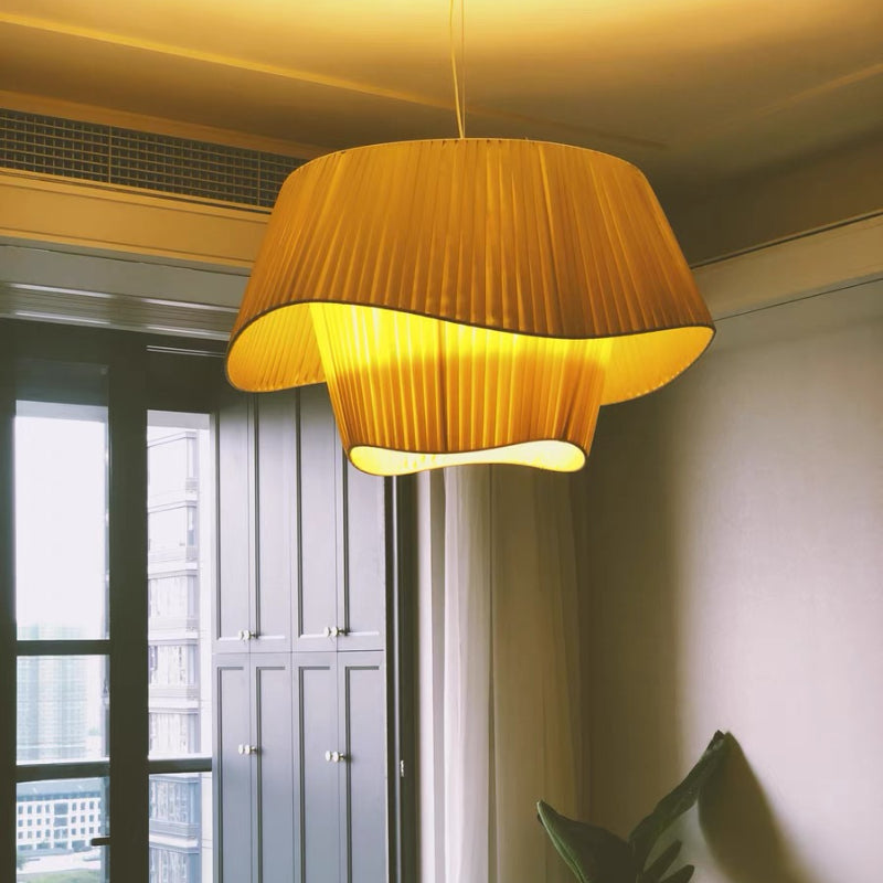 Milk White Chandelier Silk Satin Led Bedroom Decor Home Pendant Lights
