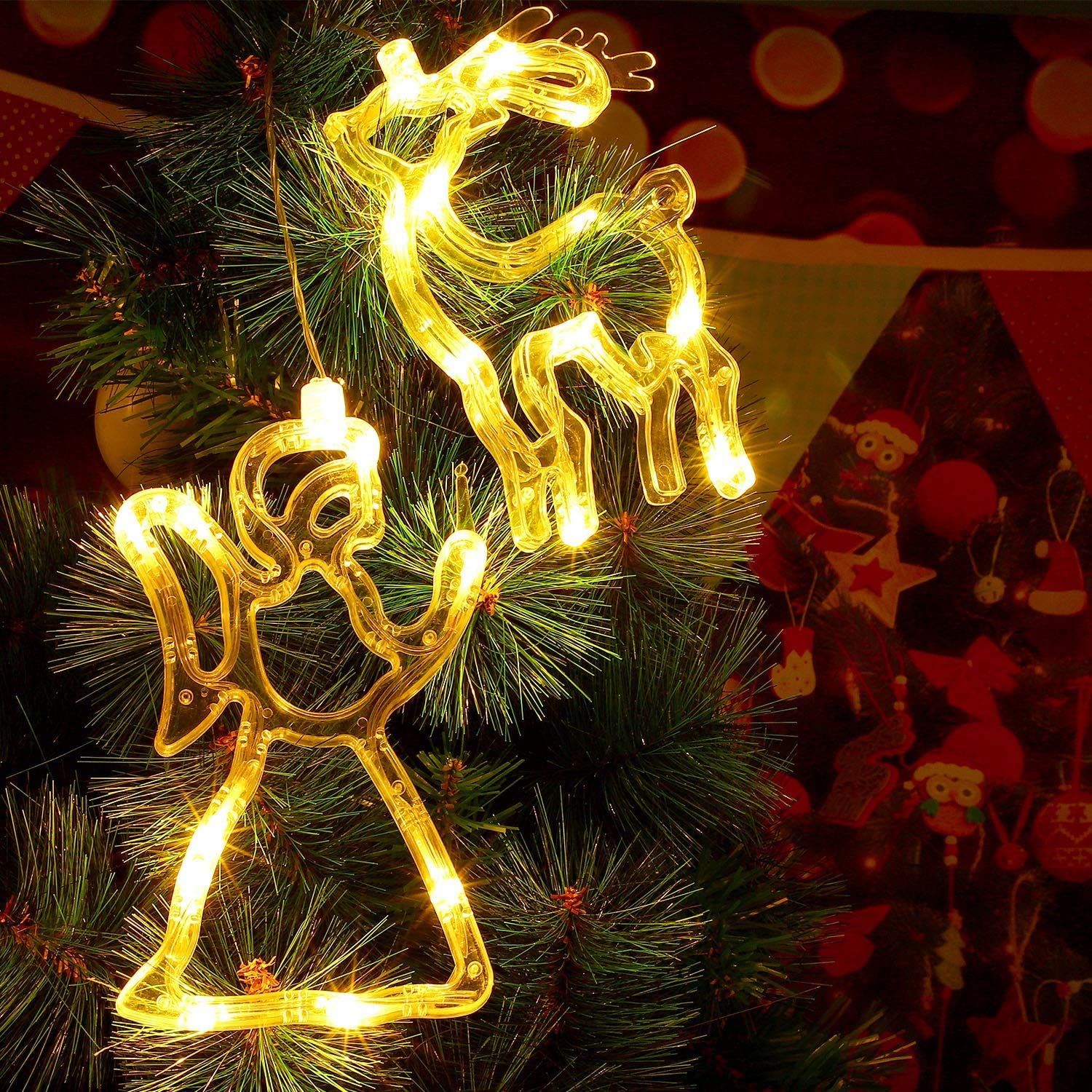 3D Christmas Decoration Window Hanging Lights with Suction Cup