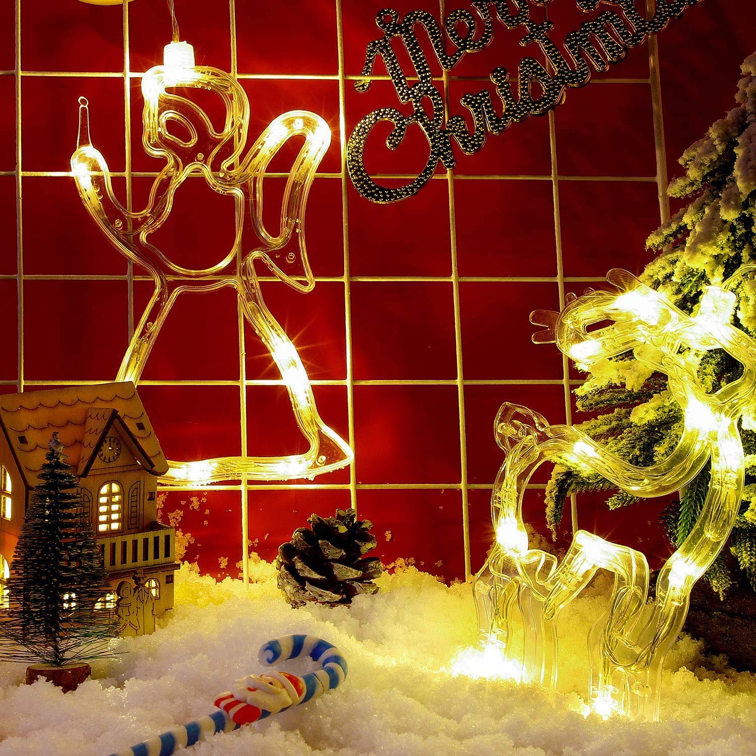 3D Christmas Decoration Window Hanging Lights with Suction Cup