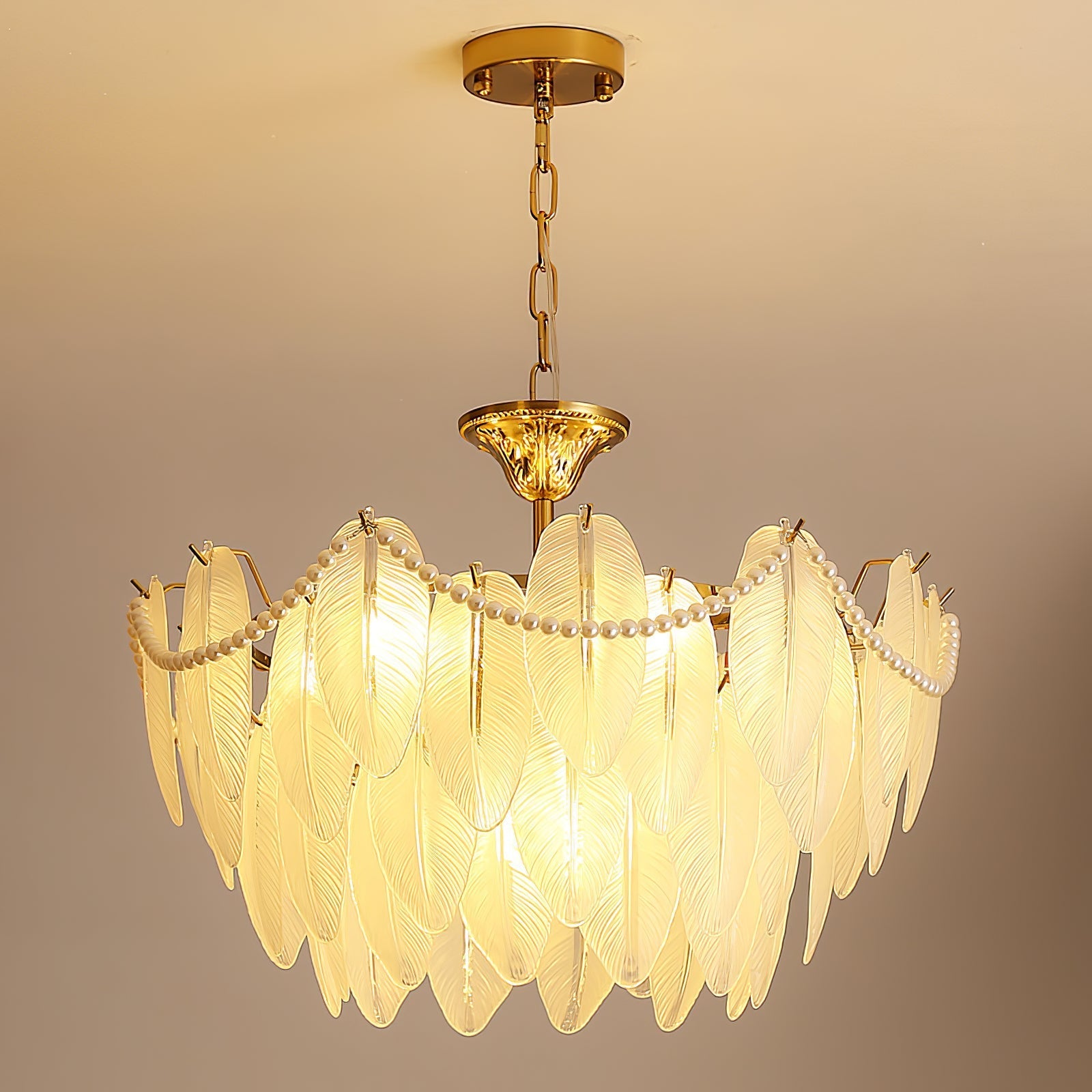 Luxury Modern Minimalist Living Room Shade Feather Chandelier