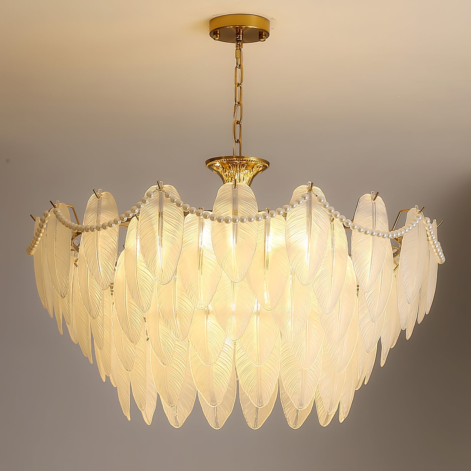 Luxury Modern Minimalist Living Room Shade Feather Chandelier