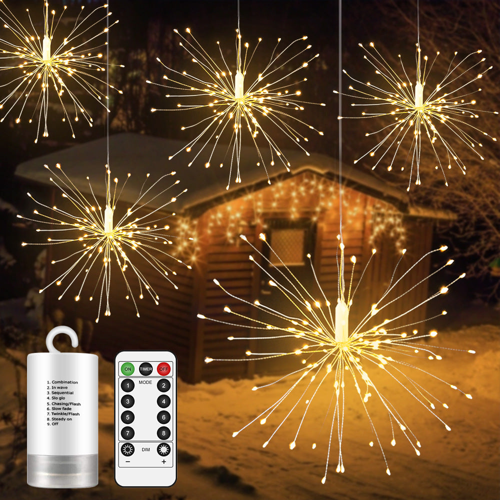 120 LEDs Plug-in 8 Mode Explosion Fireworks Led Copper Wire Fairy Lights