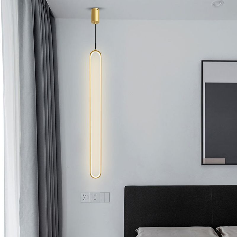 Oval Pendant Light Contemporary Style Metal Single Light Hanging Lamp