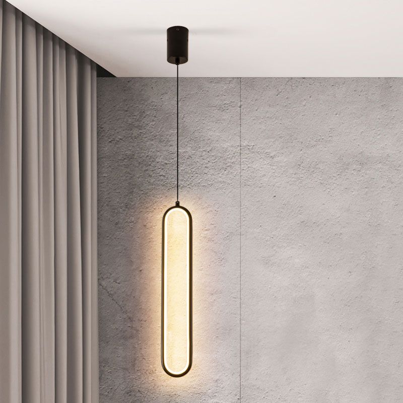 Oval Pendant Light Contemporary Style Metal Single Light Hanging Lamp